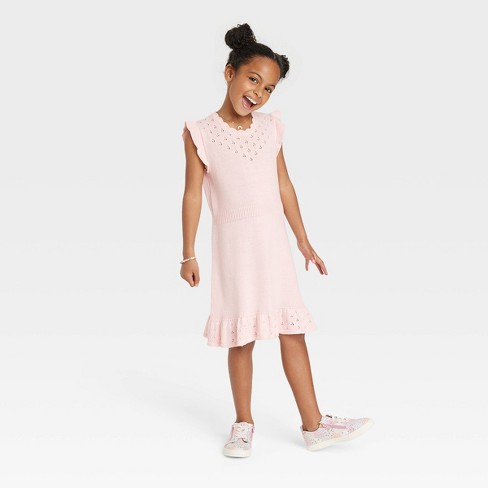Girls' Pointelle Short Sleeve Sweater Dress - Cat u0026 Jack™ : Target