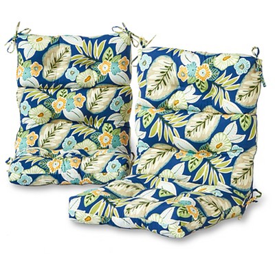  Set of 2 Marlow Floral Outdoor High Back Chair Cushions - Kensington Garden 