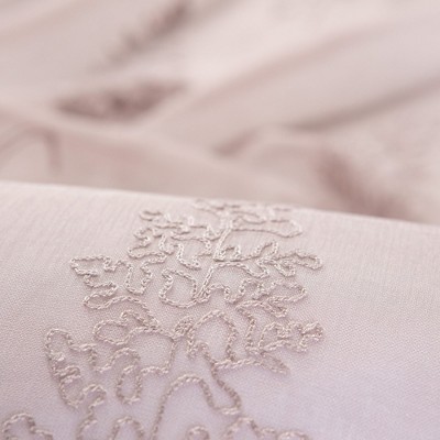 Rose Dust Sheer Floral Embroidered Window Curtain Panels, 52 x 108 Inches