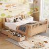 Ridstar 78.7 in. W Children's Full -Size Wooden Platform Bed with Guardrails-Natural - 2 of 4