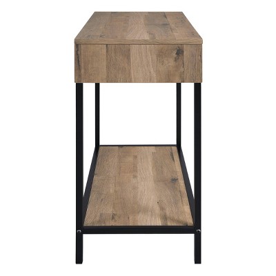 Quinton 47" Salvage Oak Brown Wood and Metal Console Table with Storage