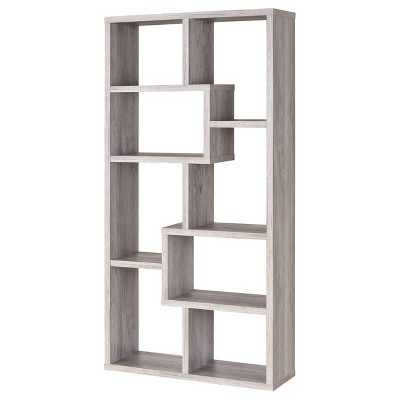 Transitional Driftwood Gray 70.75" Wooden Cube Bookcase