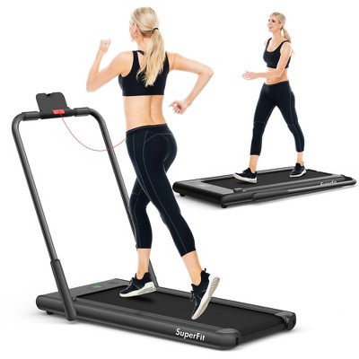 Superfit 2.25HP 2 in 1 Folding Under Desk Treadmill W/ Speaker Remote Control Single Display Screen Black