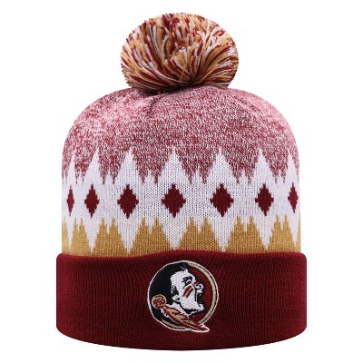 NCAA Florida State Seminoles Men's Jagged Knit Cuffed Beanie with Pom