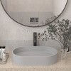 CASAINC 24'' Oval Concrete Bathroom Vessel Sink with Drainer, Cold Concrete Gray - 2 of 4