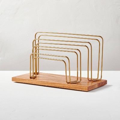 Wood &#38; Steel Letter Sorter Brown/Brass - Hearth &#38; Hand&#8482; with Magnolia