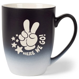 100 North Peace Sign 10 Ounce Black and White Two Toned Ombre, Comfortably Fits Your Hands, Ceramic Tea Coffee Cup Mug, Here We Go! - 1 of 1