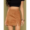 Coolmee Women's High Waist Faux Suede Side Split Bodycon Short Mini Skirt - 3 of 4