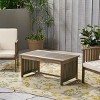 Wooakway 40 Inch Rectangle Natural Solid Wood Outdoor Coffee Table - 4 of 4