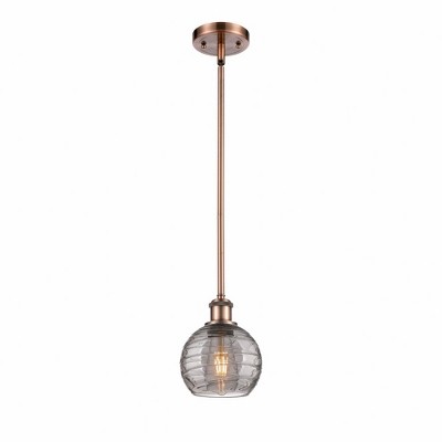 Athens Deco Swirl - 1 Light Stem Hung Mini Pendant In Industrial Style-8 Inches Tall and 6 Inches Wide