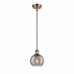 Athens Deco Swirl - 1 Light Stem Hung Mini Pendant In Industrial Style-8 Inches Tall and 6 Inches Wide - 1 of 1