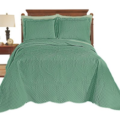 Collections Etc Luxe Textured Diamond Design Scalloped Edge Oversize Bedspread