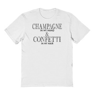 Rerun Island Men's Champagne In My Hand Short Sleeve Graphic Cotton T-Shirt - 1 of 1
