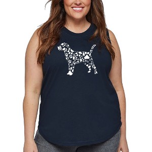 LA Pop Art Women's Word Art Tank Top - Dog Paw Prints - 1 of 4