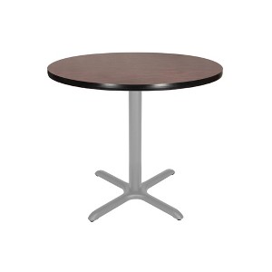Hampden Furnishings 30" Bennet Collection Round with X Base Dining Table Gray/Mahogany - 1 of 4