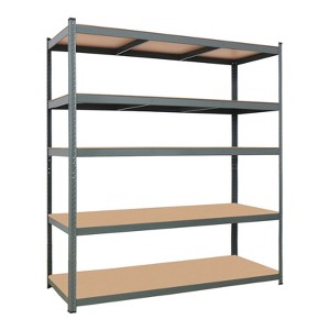 DOMETOUR 110 x 45 x 180cm Heavy-Duty 5-Tier Storage Shelf ¨C Adjustable Metal Rack with Wood Panels, Perfect for Garage, Warehouse, or Organization - 1 of 4