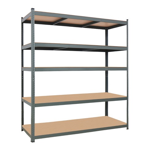 DOMETOUR 110 x 45 x 180cm Heavy-Duty 5-Tier Storage Shelf ¨C Adjustable Metal Rack with Wood Panels, Perfect for Garage, Warehouse, or Organization - image 1 of 4