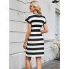 Womens Striped Crewneck Short Sleeve Summer Dresses Casual Tie Waist A Line T Shirt Dress - 4 of 4