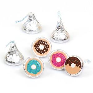Big Dot of Happiness Donut Worry, Let's Party - Doughnut Party Round Candy Sticker Favors - Labels Fits Chocolate Candy (1 sheet of 108) - 1 of 4