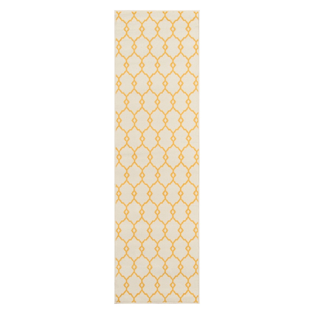 2'3inx7'6in Geometric Loomed Runner Yellow - Momeni