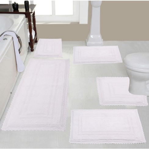 Square Honeycomb 100% Cotton Reversible Bath Rug White By Knightsbridge :  Target