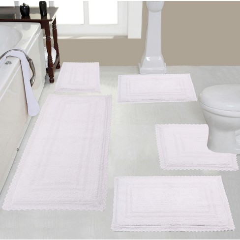 Aure 100% Cotton Reversible Antimicrobial Bath Rug- White –  storehouseonmarket