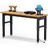 Acekool 60" Adjustable Height Garage Workbench with Solid Wood Top, 2200 lbs Capacity, Power Outlets & Non-Slip Feet, Heavy Duty - 2 of 4