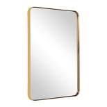 ANDY STAR Modern Decorative 24 x 36 Inch Rectangular Wall Mounted Hanging Bathroom Vanity Mirror with Stainless Steel Deep Metal Frame, Brushed Gold
