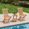 Tangkula 3PCS Teak Wood Slatted Set Round Table Folding Chair without Assembly Patio - 2 of 4