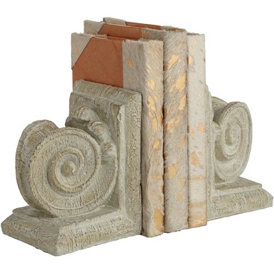 Dahlia Studios Ammonite Swirls 6 3/4" High Matte Wood Finish 2-Piece Bookends Set