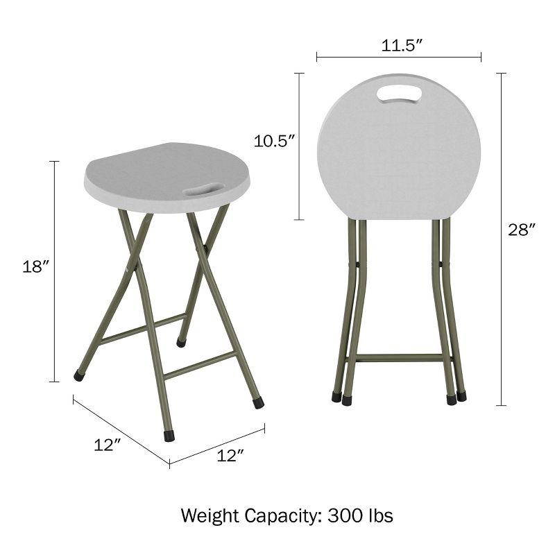 Hastings Home 18-Inch Folding Portable Bar Stool Heavy Duty with Handle & 300lb Capacity, Set of 2, 2 of 9