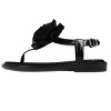 bebe Girl's T-strap Flat Sandals with Pearl, Flower, and Rhinestone Details - Sandals for Little Kid/Big Kid - 3 of 4