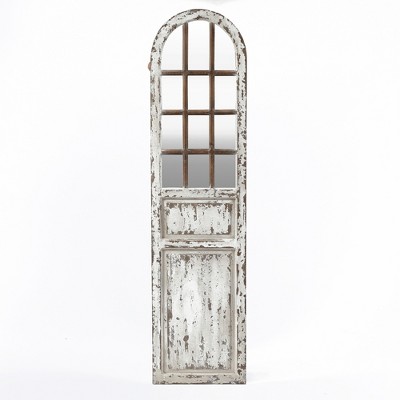 LuxenHome Distressed White Wood Farmhouse Door Leaning Floor & Wall Mirror