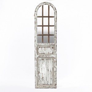 LuxenHome Distressed White Wood Farmhouse Door Leaning Floor & Wall Mirror - 1 of 4