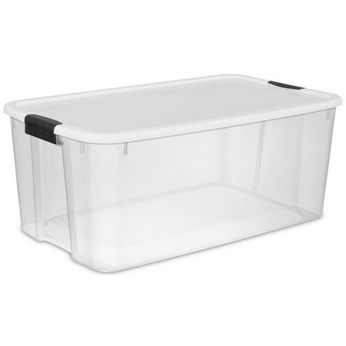 Sterilite 116 Qt Ultra Latch Box, Stackable Storage Bin With Lid, Plastic  Container With Heavy Duty Latches To Organize, Clear And White Lid, 4-pack  : Target