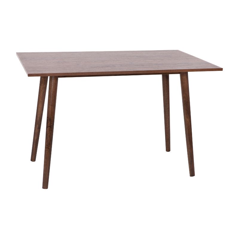 Emma and Oliver Mid-Century Modern Wooden Dining Table for Four with Dark Walnut Finish and Sleek Tapered Legs with Protective Floor Glides, 1 of 12