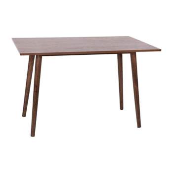 Emma and Oliver Mid-Century Modern Wooden Dining Table for Four with Dark Walnut Finish and Sleek Tapered Legs with Protective Floor Glides