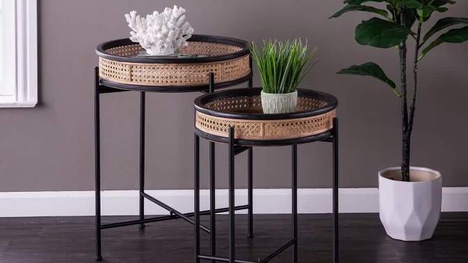 Set of 2 Cardington Round Accent Tables Black/Natural - Aiden Lane, 2 of 11, play video