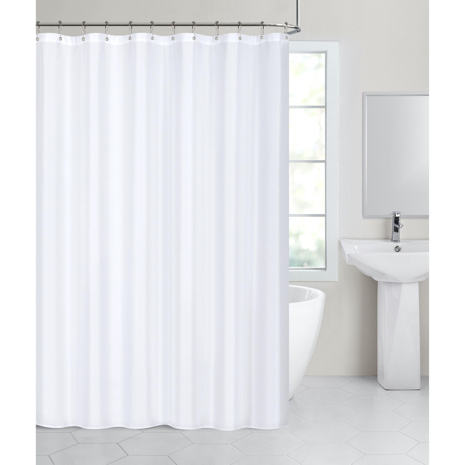 GoodGram Hotel Collection Waterproof White Fabric Mold And Mildew Resistant Shower Curtain Liner - 72'' W x 72'' L