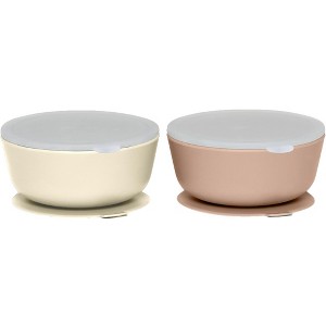 Weesprout Suction Bowls for Baby & Toddlers, 100% Silicone with Plastic Lid, 12 oz, Set of 2 - 1 of 4