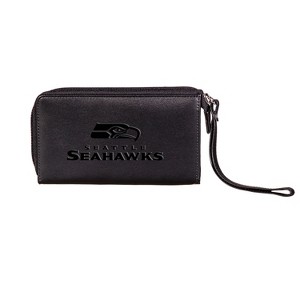 Evergreen NFL Seattle Seahawks Black Leather Women's Wristlet Wallet Officially Licensed with Gift Box - 1 of 1