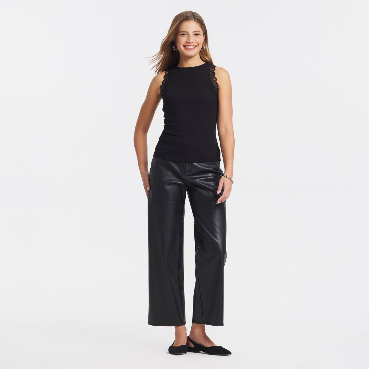 Women's Lace Trim Ribbed Tank Top - A New Day™ - thumbnail 3