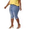 Agnes Orinda Women's Plus Size Mid-Rise Curvy Skinny Stretch Denim Jean Capri - 2 of 4