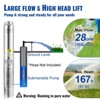 VEVOR Deep Well Submersible Pump, 0.5HP 230V/60Hz, 28gpm 167ft Head, with 33ft Electric Cord, 4\" Stainless Steel Water Pumps - 4 of 4