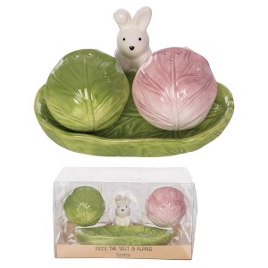 Transpac Ceramic Cabbage w/Easter Bunny Salt and Pepper Set of 3 Home Decorations Easter - 1 of 2
