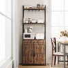 Bakers Rack with Storage Cabinet and Drawer, 70.8" Tall Industrial Coffee Bar Cabinet, Freestanding Kitchen Storage Organization, Rustic Brown - 4 of 4