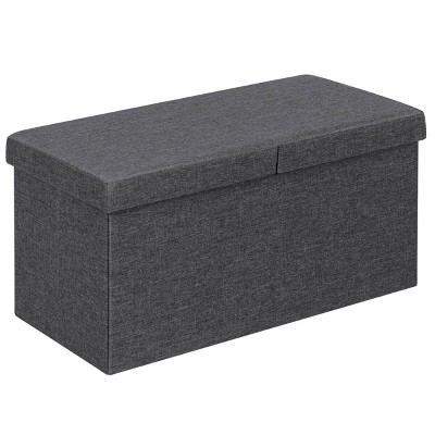 Tangkula Dark Grey 30" Storage Folding Ottoman with Lift Top Bed End Bench 80L Storage Space