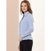 Allegra K Women's Choker Neck Long Sleeve Turn Down Collar Work Shirt - 4 of 4