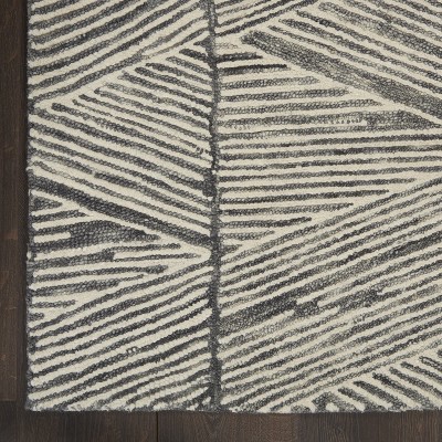 Artisanal Grey & White Hand-Tufted Wool Area Rug