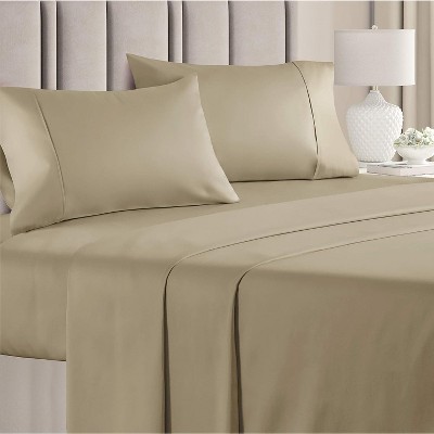 Image of CGK Linens 4 Piece 100% Cotton 400 Thread Count Sheet Set in Beige, Size California King